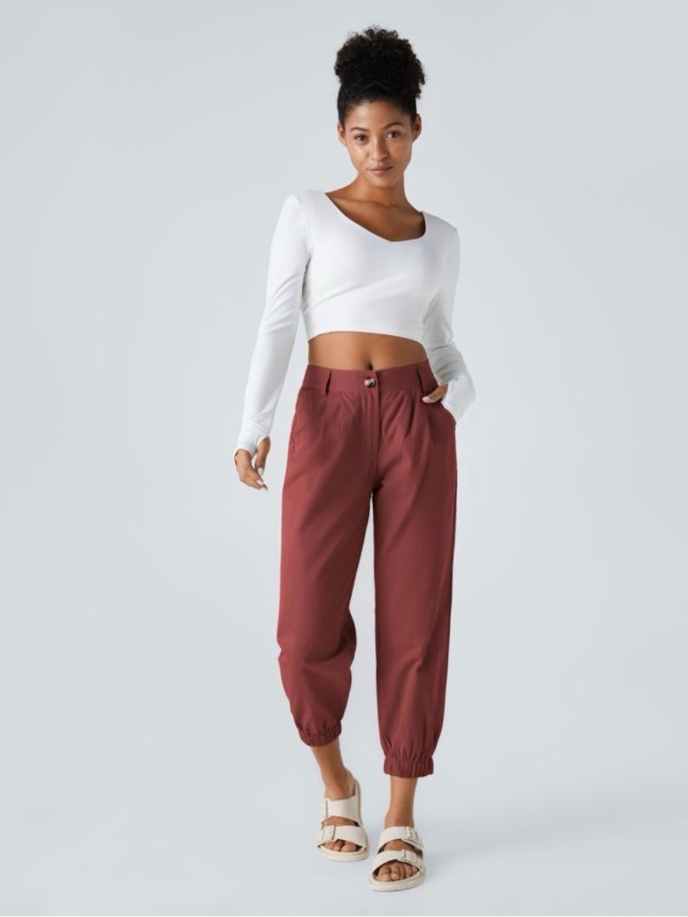 HALARA Women's High-Rise Joggers in Russet Red